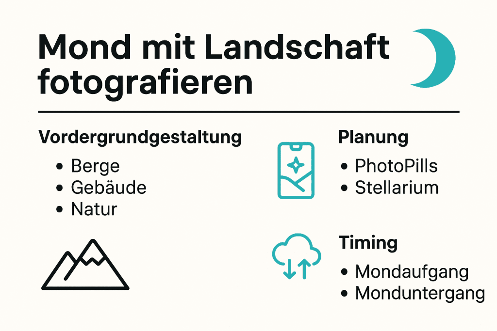 Mond mit Landschaft fotografieren